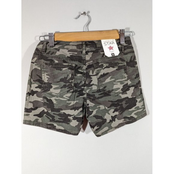 NEW Vanilla star Camo Denim Shorts Juniors Women's Size 1 - Picture 2 of 5